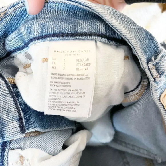 American Eagle Stretch Womens Ankle Jeans 2 R Denim Distressed Straight Leg - Picture 8 of 8